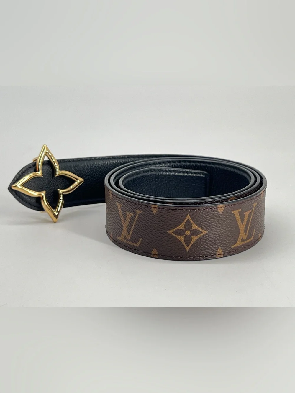 Louis Vuitton Flowergram Reversible Belt in Brown Canvas and Leather